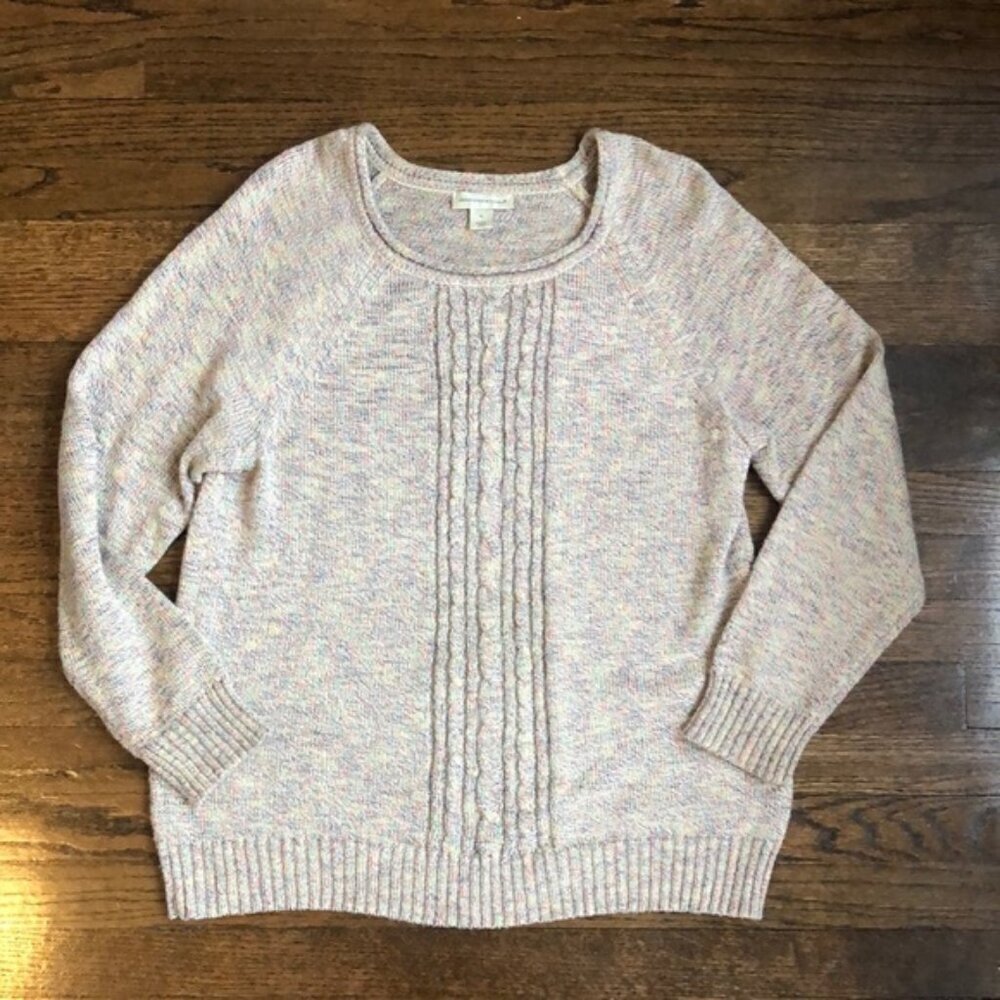 Christopher & Banks Rainbow Speckled Knit Crew Neck Long Sleeve Sweater